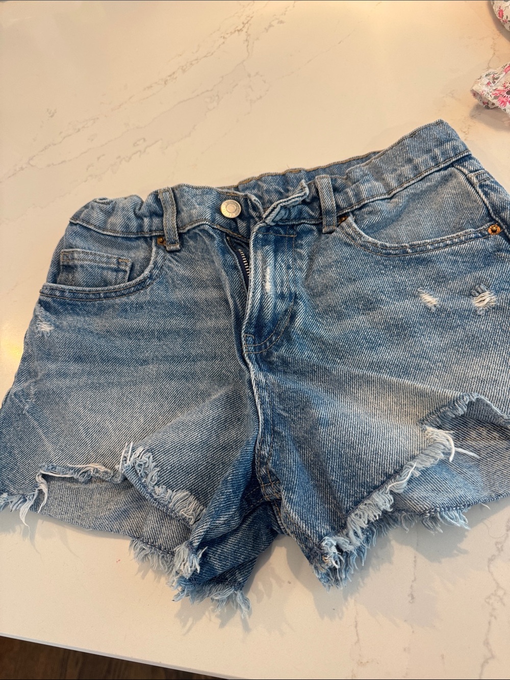 Zara Distressed Light Blue Denim Cutoff Shorts